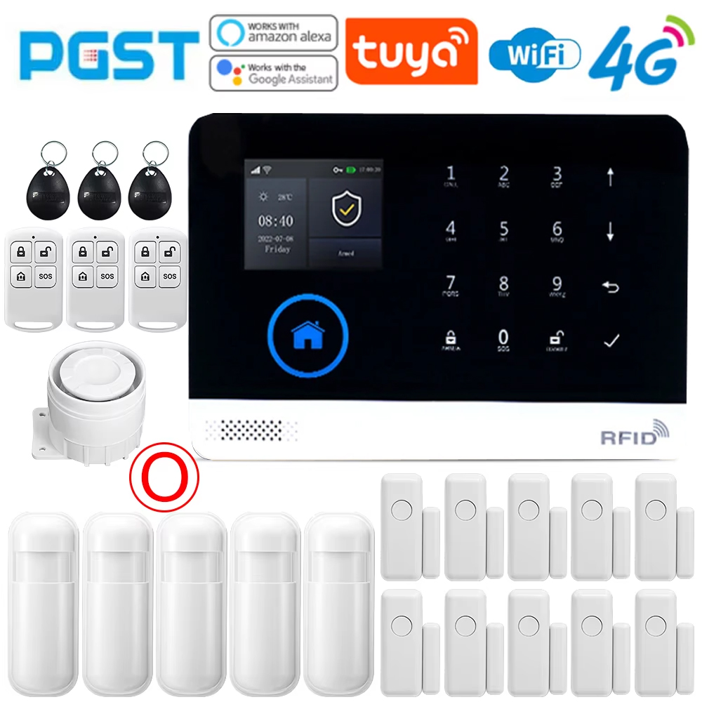 Sim Gsm Alarm - PGST Hausalarmsystem, WLAN-Sicherheitsalarm, Diebstahlschutz mit Tür-Bewegungssensor,