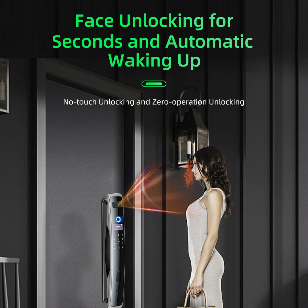 Home Security Front Door Camera - EGFirtor Smartes Passwortschloss mit 3D-Gesichtserkennung, Fingerabdruck,