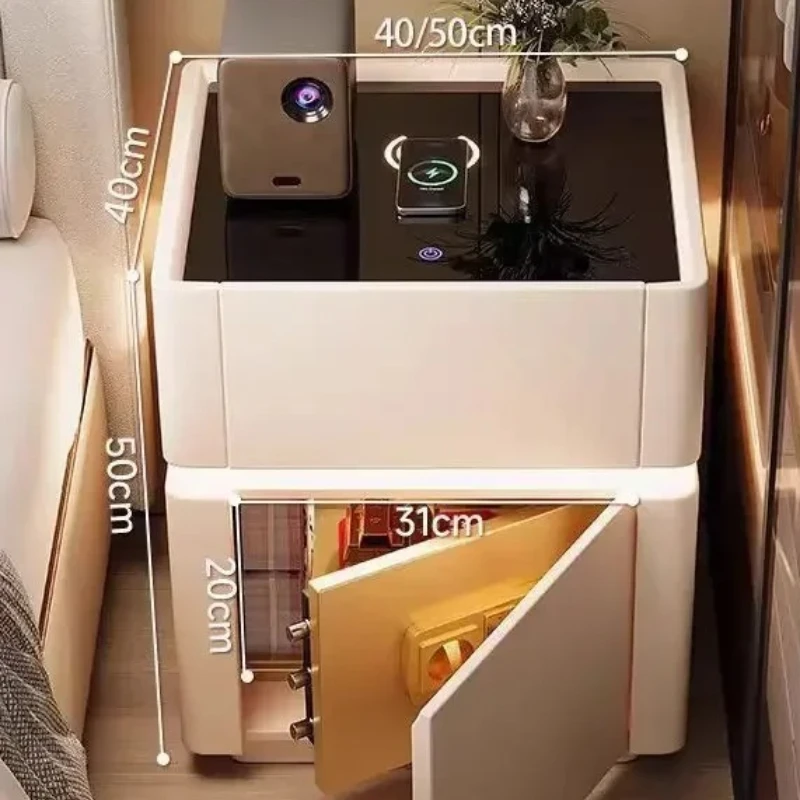 Home Security America - Nachttisch mit Sicherheitsfunktion, Multifunktional, Kabelloses Laden,